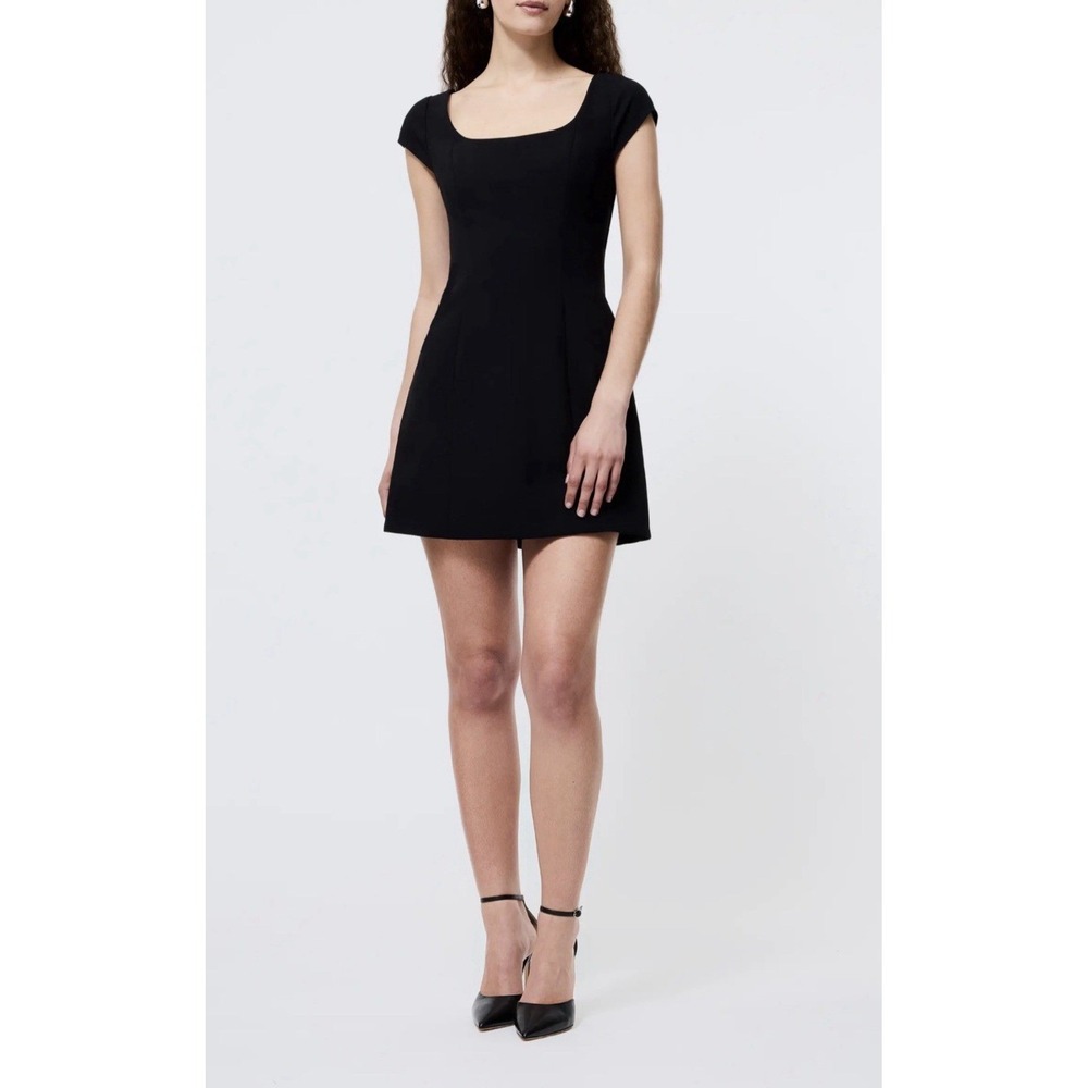 French Connection Azra Cap Sleeve Twill Minidress In Black Size US 0